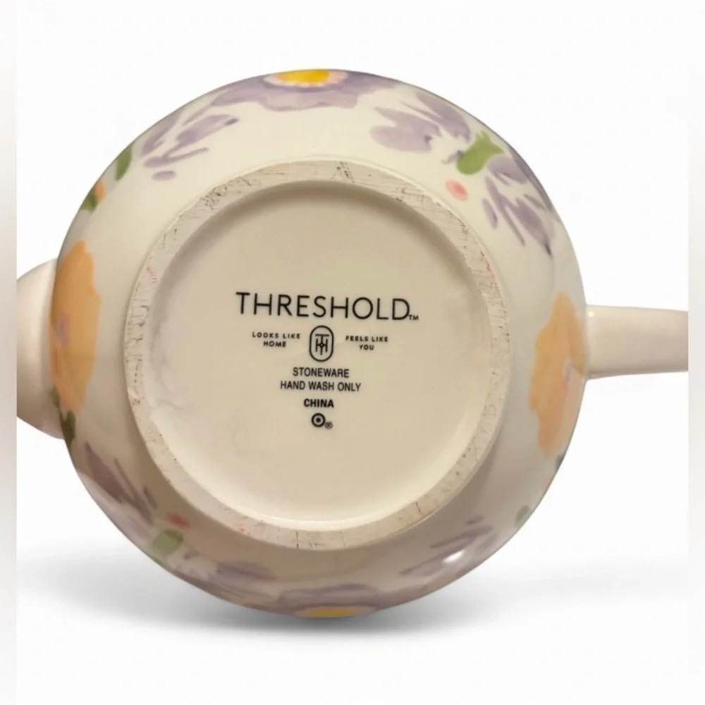 Threshold Floral Watercolor Pastel Spring Easter Ceramic Teapot